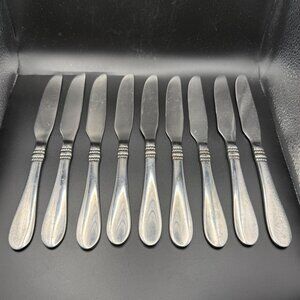 Oneida Avondale II Stainless Steel Butter Knives Set Of 9 Vintage